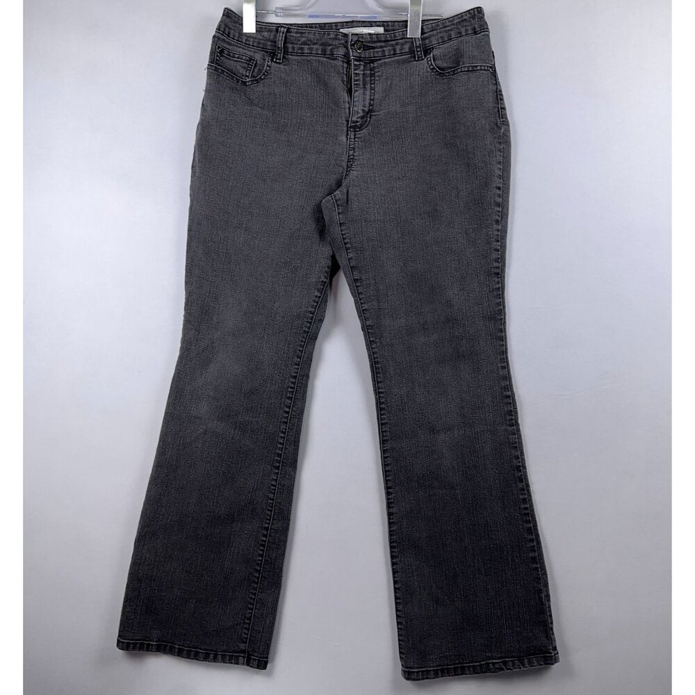 Chico's Platinum Denim Bootcut Jeans Womens Size 2 Regular Mid Rise Black
